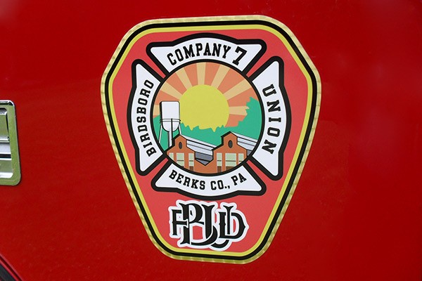 Pierce Saber fire engine pumper tanker - new fire apparatus sales in PA - Birdsboro-Union FD emblem