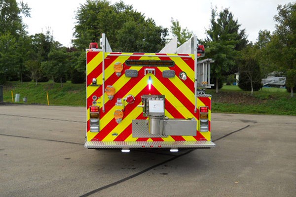 Pierce Freightliner fire engine - new commercial pumper sales in PA - rear