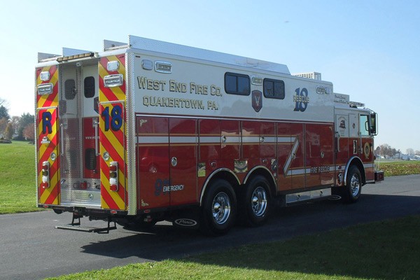 Pierce Arrow XT walk-in rescue - new fire rescue sales in Pennsylvania - passenger rear