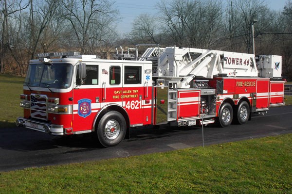 Pierce Arrow XT midmount platform fire truck - new mid-mount aerial sales in PA - driver front