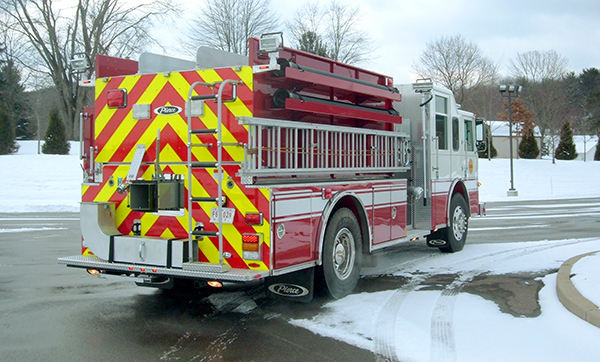 Pierce Contender Tanker - Fire Truck - Passenger Rear View