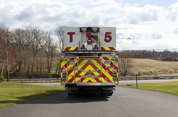 Fire Truck - 2016 Pierce Velocity Mid-Mount Aerial Platform - Alpha Fire Company - rear