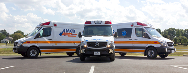 AMED - Demers Mirage EXE Type II Ambulance - Mercedes Sprinter - all three units together