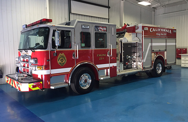 2016 Pierce Enforcer pumper - fire engine - on the blue floor at Pierce