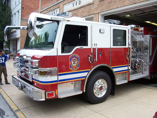 fire engine - Pierce Velocity pumper - driver side cab view