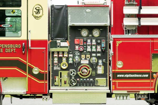 new fire engine sales in PA - 2017 Pierce enforcer pumper - pump panel