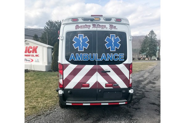 rear view 2017 Demers Transit Type II ambulance