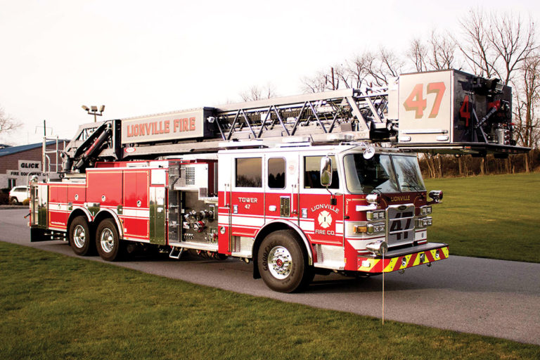 LIONVILLE FIRE COMPANY Pierce Arrow XT 100’ Rear Mount Aerial Platform ...