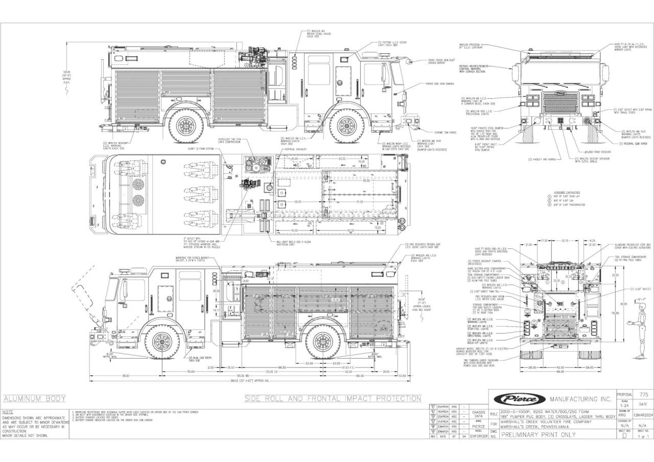 Marshalls Creek Volunteer Fire Company Pierce Enforcer PUC Pumper Drawing